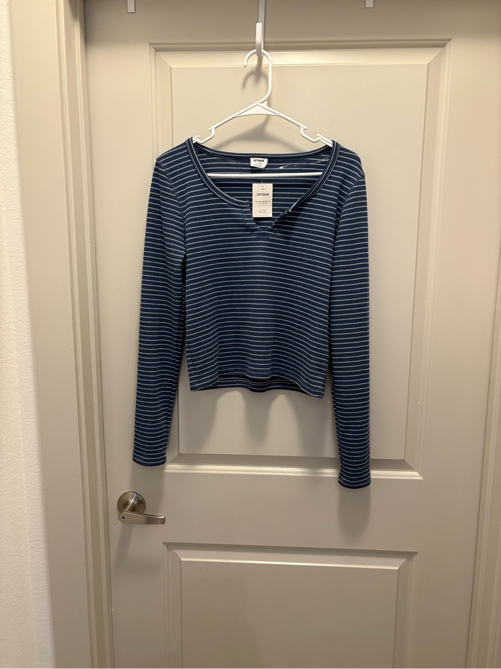 Cotton On Navy & White Striped Long Sleeve Top